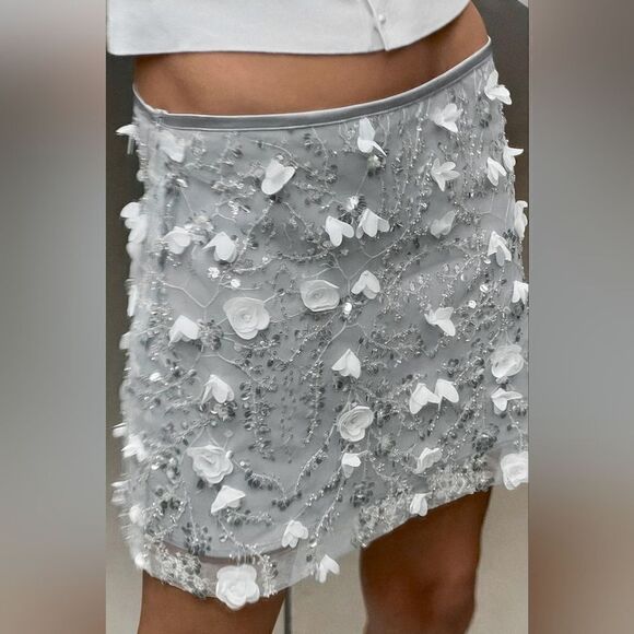 ZARA SEQUIN MINI SKIRT - Picture 9 of 10